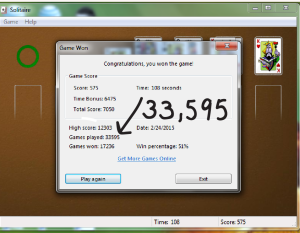 Number of solitaire games my friend has played as of August 2015.