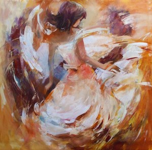 lovely woman handmade oil painting on canvas