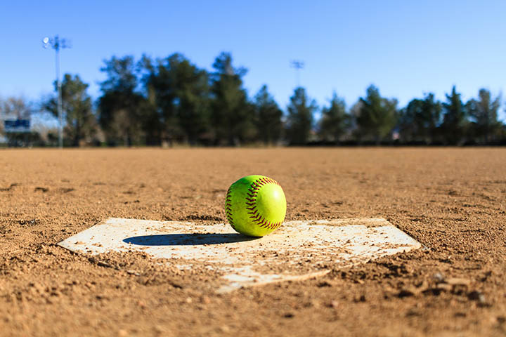 Softball in a softball field in California mountains