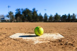 Softball in a softball field in California mountains